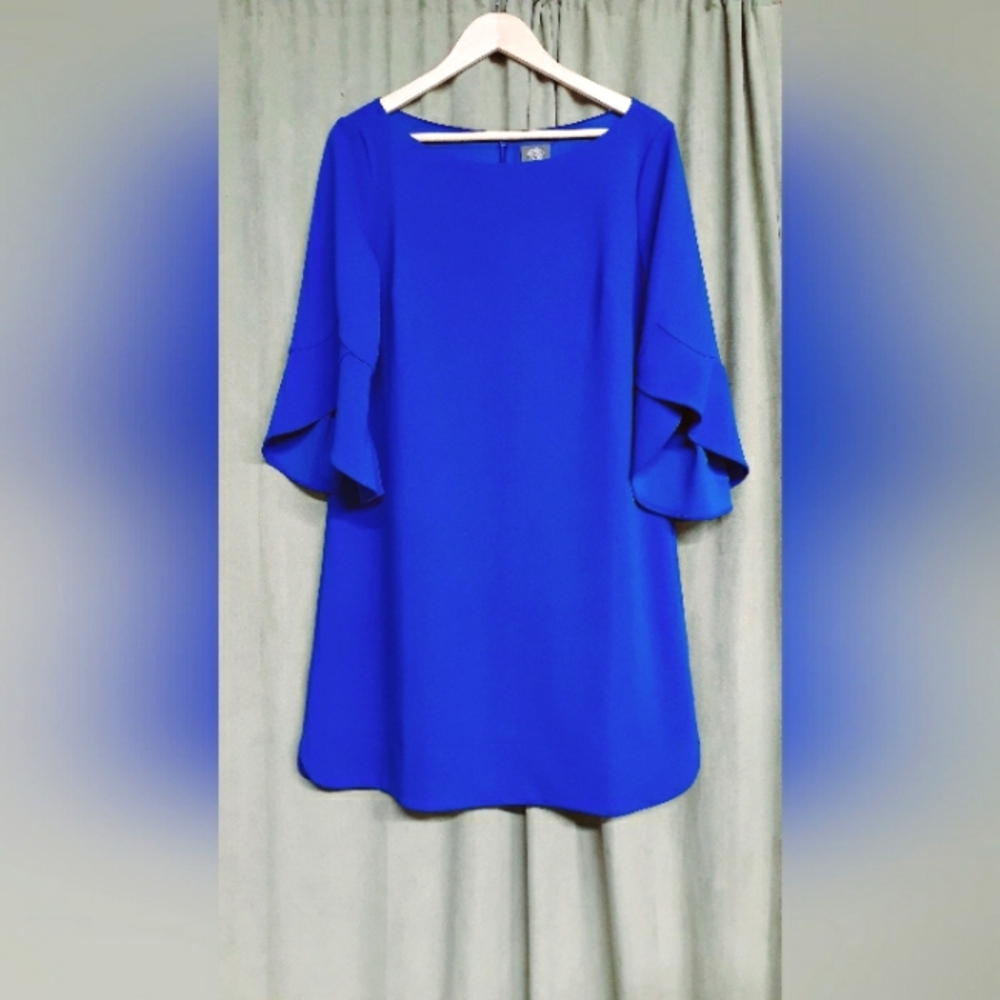 VINCE CAMUTO  Flowy Holiday Scoop Neck Dress, Cobalt